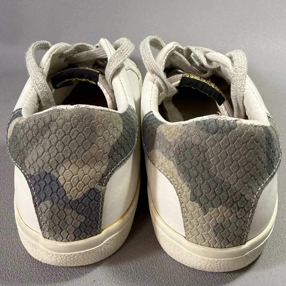 Vintage Havana Gemma White and Gray Camo Heel Leather Sneakers